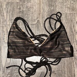 Boys + Arrows Black and gold Bikini Top